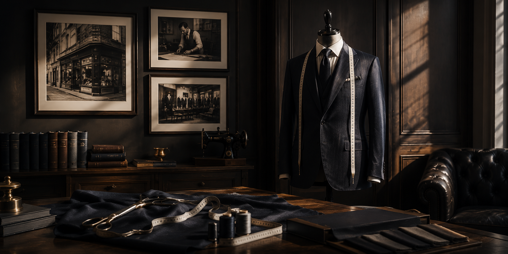 Manchester Tailor BKK atelier with a bespoke jacket on a mannequin